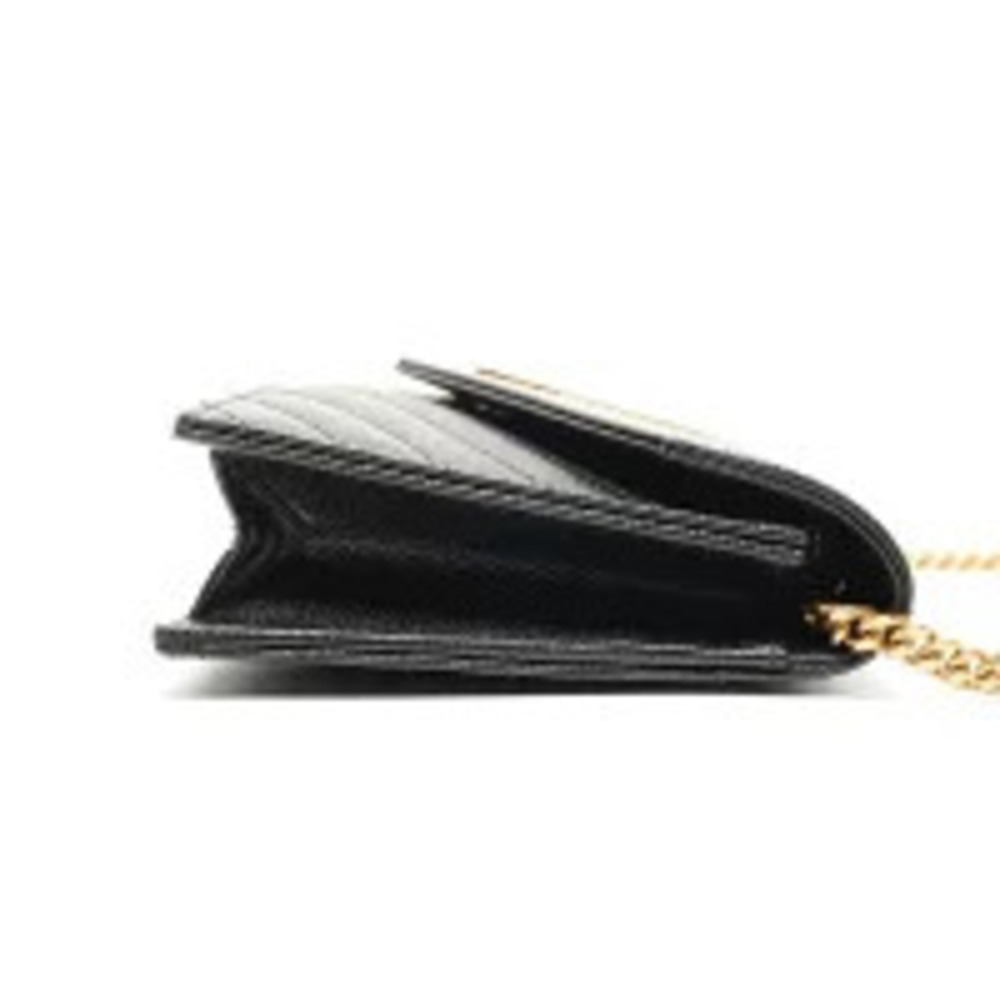 Yves Saint Laurent Cassandra Leather V Stitch Chain Wallet Shoulder Bag Black - Picture 5 of 13